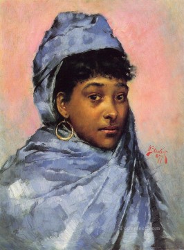 ヤングウーマン・イン・ブルー 女性 ジュリアス・ルブラン・スチュワート Oil Paintings